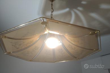 Lampadario in vetro e ottone