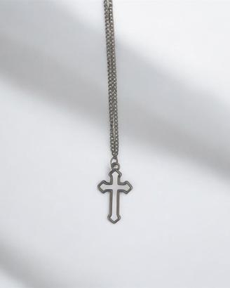 Collana con pendente a croce — argento brunito
