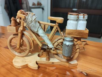 modellino bicicletta del lattaio in legno