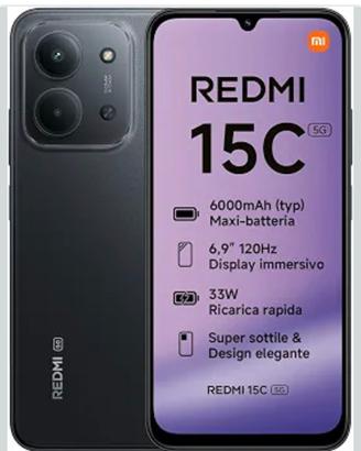 XIAOMI REDMI 15C 5G, Smartphone 4+256GB, Nero,