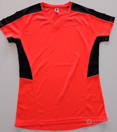 Maglietta t-shirt tecnica sport M corallo blu nero