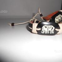 Bracciale Tribale Etnico Africa Elefante Cuoio