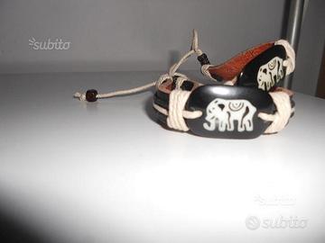 Bracciale Tribale Etnico Africa Elefante Cuoio