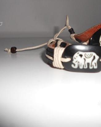 Bracciale Tribale Etnico Africa Elefante Cuoio