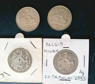 **Belgio 20 franchi 1949 1950 1951 1953 argento**
