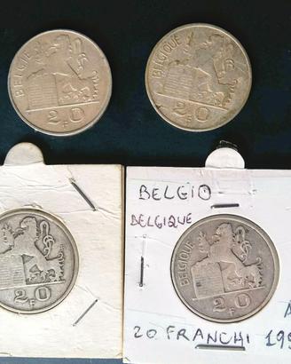 **Belgio 20 franchi 1949 1950 1951 1953 argento**