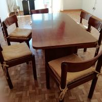 Tavolo rettangolare + 6 sedie in legno