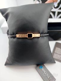 Bracciale Aragonesi Acciaio nero Rosé Gemma nera