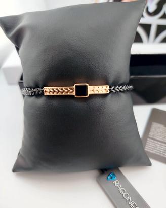 Bracciale Aragonesi Acciaio nero Rosé Gemma nera