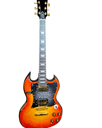 chitarra elettrica di liuteria stile SG Sunburst