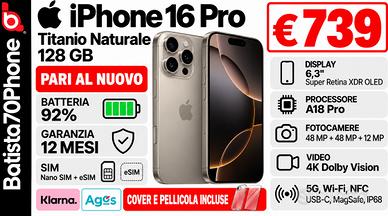 Apple iPhone 16 Pro Titanio Naturale 128 GB