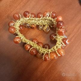 bracciale tessile con ambra