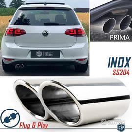Coppia TERMINALI Scarico VW GOLF 7 Acciaio Cromato