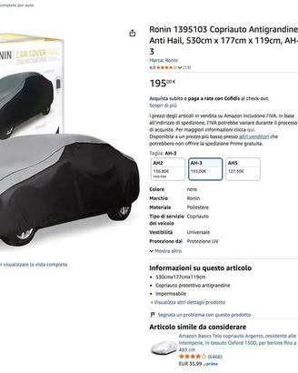 telo antigrandine per suv
