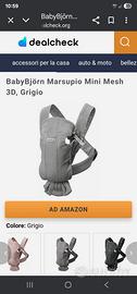 Marsupio Mini baby bijorn grigio 
