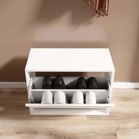 Scarpiera in legno bianca con anta a ribalta