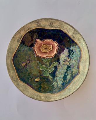 Pietro Melandri Faenza-Piatto ceramica fiore 18 cm