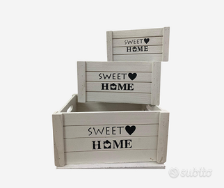 Set 3 cassette in legno bianco – varie dimensioni