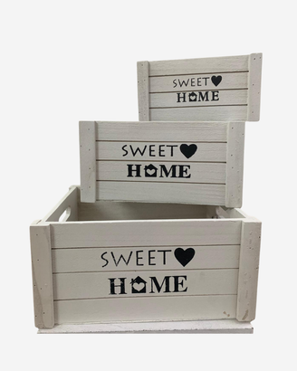 Set 3 cassette in legno bianco – varie dimensioni