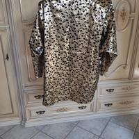 Camicione vintage anni 80 animalier oro e velluto 