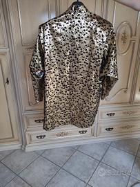 Camicione vintage anni 80 animalier oro e velluto 