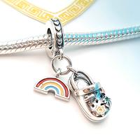 Charm argento 925 arcobaleno crocs ciabatta cuore 
