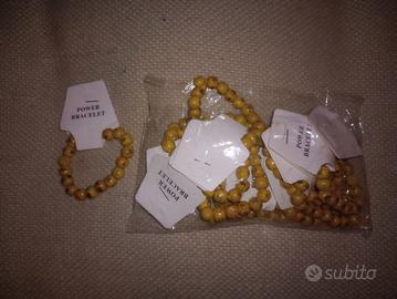 12 BRACCIAL1 ETNIC1 DI PERLE DI LEGNO NATURALE-