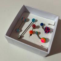 Set piercing colorati - banana, industrial unisex