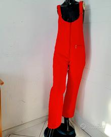 Salopette rossa sci/snow, imbottita, tg.S/M donna 