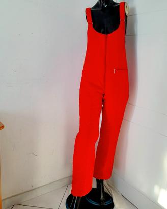 Salopette rossa sci/snow, imbottita, tg.S/M donna 