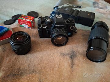Praktica reflex BX20 + obbiettivi + flash
