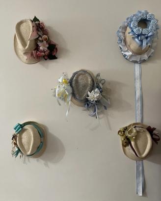 Set cappelli in paglia decorati a mano pezzi unici