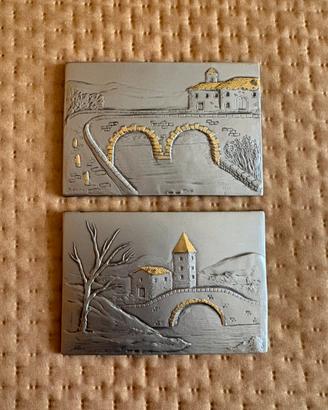 2 Placche Artistiche in Bassorilievo - Argento 925