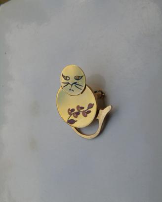 Spilla gatto decorata a mano