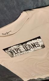 PEPE JEANS Maglietta bianca scritta paillettes