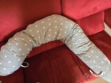 Cuscino allattamento grigio con stelline . 1.5 m