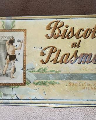 Scatola vintage in latta dei Biscotti al Plasmon