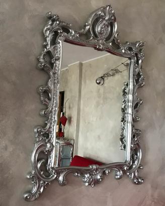 Specchio foglia argento realizzato a mano