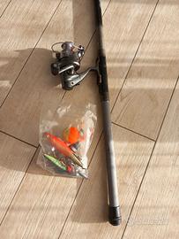 Canna da pesca + mulinello + nassa