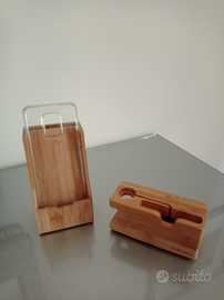 Supporti in legno per cellulare e orologio