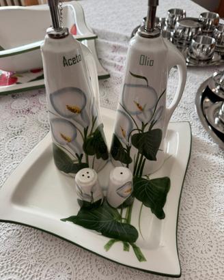 Servizio ceramica olio aceto sale e pepe