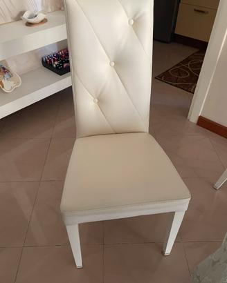 4 Sedie in pelle bianca
