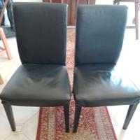 COPPIA POLTRONE  SEDIE  IN PELLE E LEGNO VINTAGE