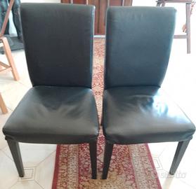 COPPIA POLTRONE  SEDIE  IN PELLE E LEGNO VINTAGE
