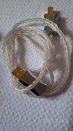 Cavo USB puro argento 4N - 8 core (1 metro)