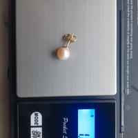 ORO 750 18 KT Carati Orecchino Con perla Naturale 