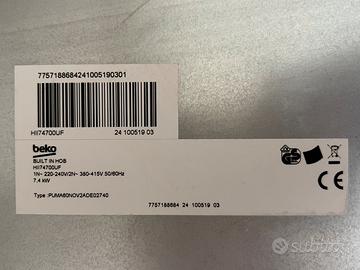 Piano induzione Beko HII74700UF usato tre mesi