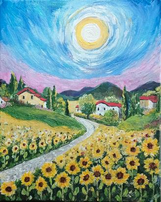 quadro paesaggio girasoli 24 x 30 