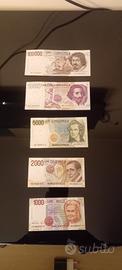 Lotto 5 Banconote Lire Italiane 100000 50000 5000 