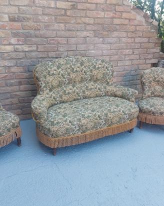 set divanetti in stoffa damascata vintage